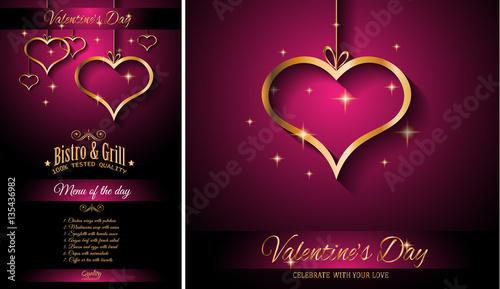 Valentine's Day Restaurant Menu Template Background for Romantic Dinner