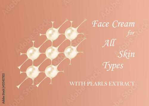 Cosmetic logotype, pearls structure. Vector beauty illustration of clinically tested innovative product. Cosmetic skin, hair care treatment design, Cosmetic design element,