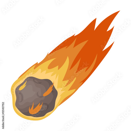Flame meteorite icon in cartoon style isolated on white background. Dinosaurs and prehistoric symbol stock vector illustration. photo