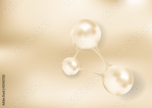 Cosmetic logotype, pearls structure. Vector beauty illustration of clinically tested innovative product. Cosmetic skin, hair care treatment design, Cosmetic design element,