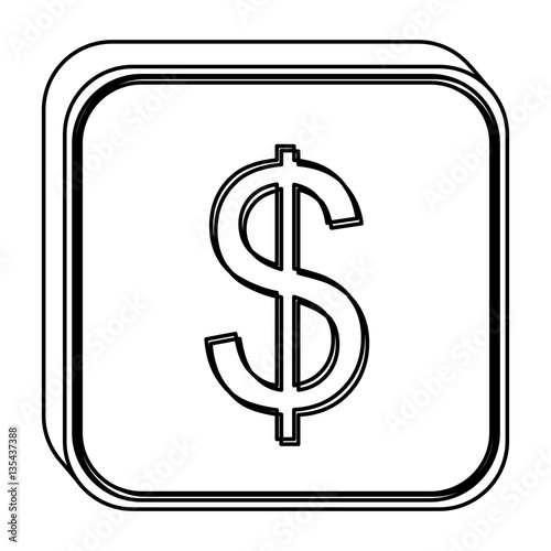 monochrome square contour with currency symbol of dollar vector illustration photo