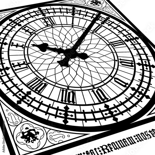 Big Ben clock tower westminster display symbol icon London Great Britain english United Kingdom - Wall tattoo vector sihlouette contour outline  - black and withe