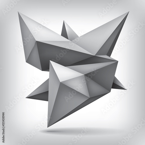 Volume geometric shape  3d crystal  abstraction low polygons object  vector design form