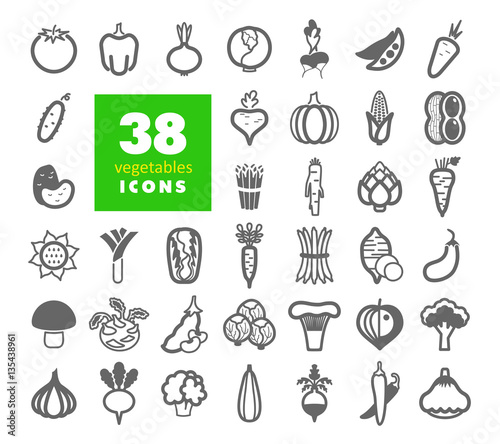 Vegetables outline icons set