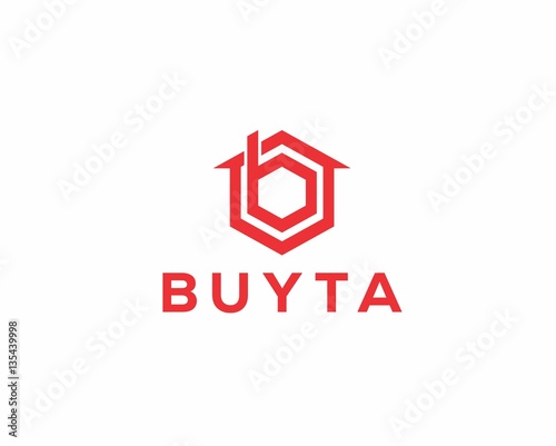 Letter b logo with home icon .