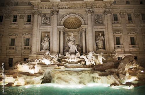 Trevi Fountain at night, Rome, Italy.