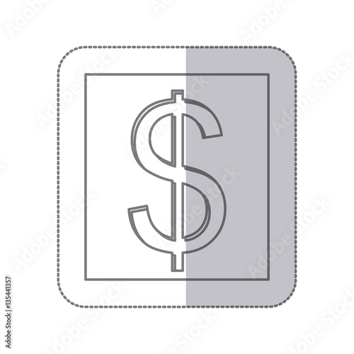 middle shadow monochrome square with currency symbol of dollar vector illustration photo