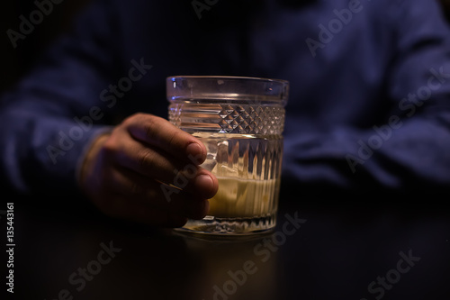 Two cocktail in vintage old fashion glass on the wood table