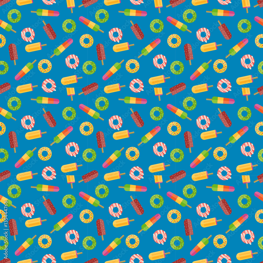 Fototapeta premium Donuts vector seamless pattern