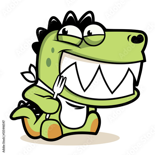 hungry cute alligator cartoon vector with fork