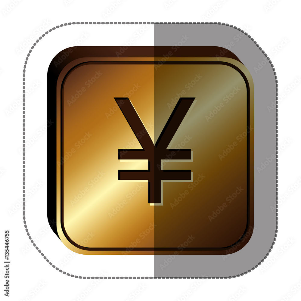 Obraz premium sticker golden square with currency symbol of china vector illustration