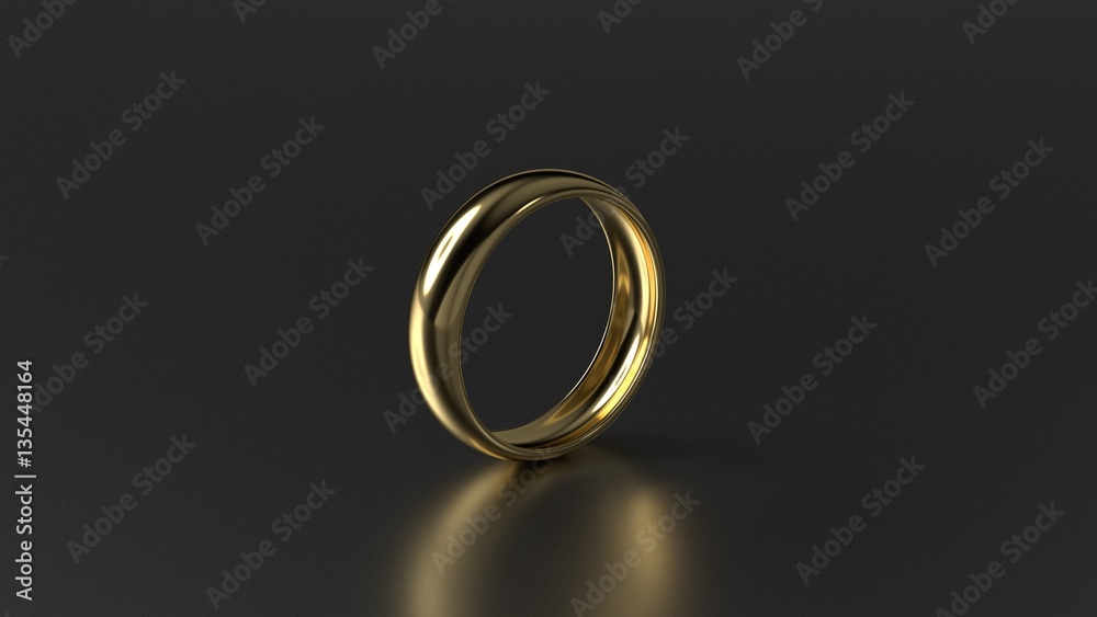 The beauty gold wedding ring on black background. 3d rendering The beauty gold wedding ring on black background. 3d rendering