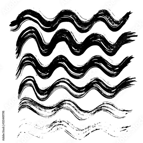 Black ink vector brush strokes. Vector illustration. Grunge wave texture. © anya babii