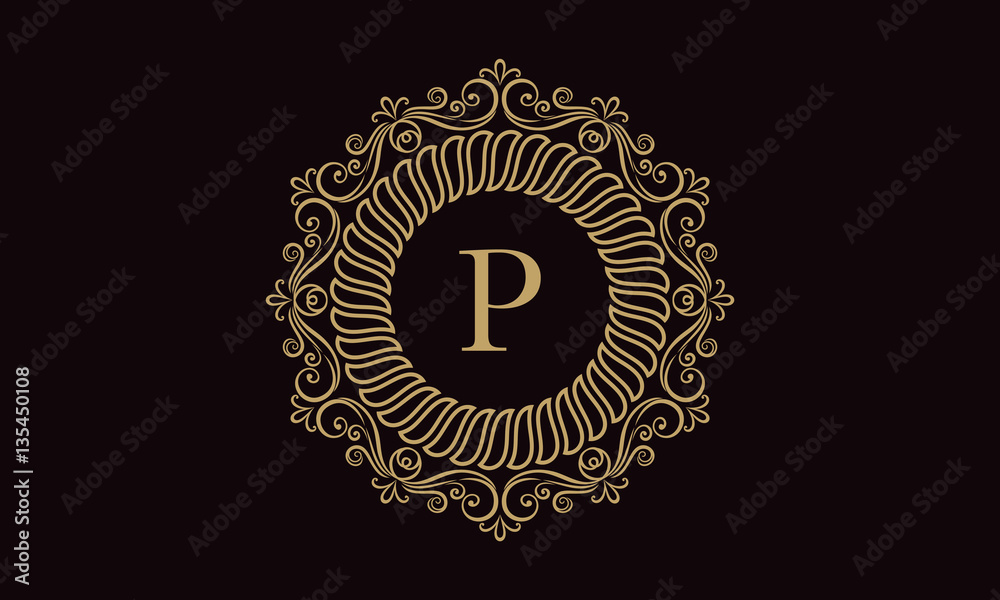 Fototapeta premium P Letter Crest Logo