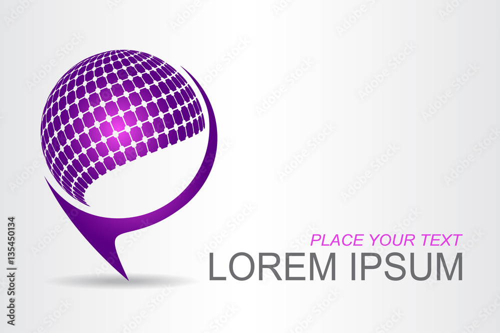 Logo stylized spherical surface with abstract shapes