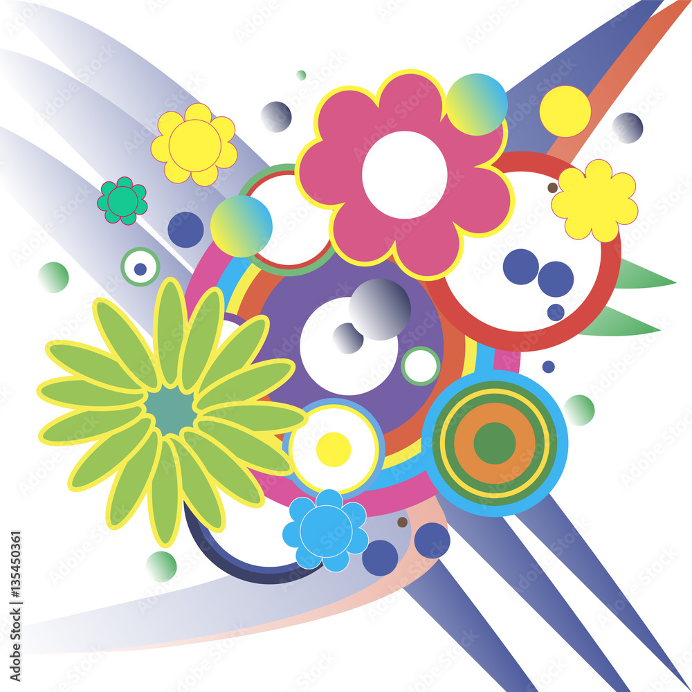 abstract flower with colorful circles