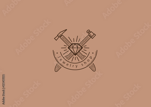 Linear creative logo, repair shop jewelry