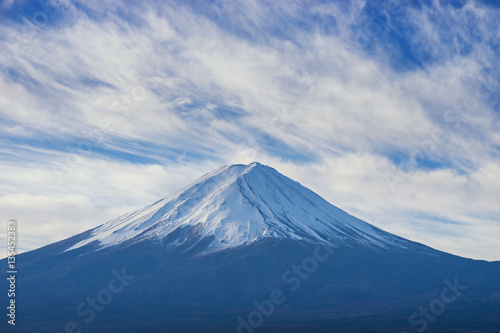 closeup to peak of mountain fuji the landmark of japan - can use to display or montage on product