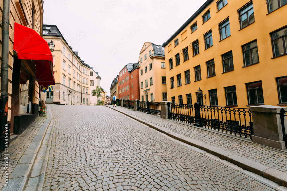 Street Paved With Paving Stones In Stockholm, Sweden