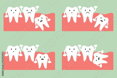 dental cartoon vector, set of wisdom tooth