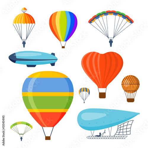 Ballon aerostat transport vector set.