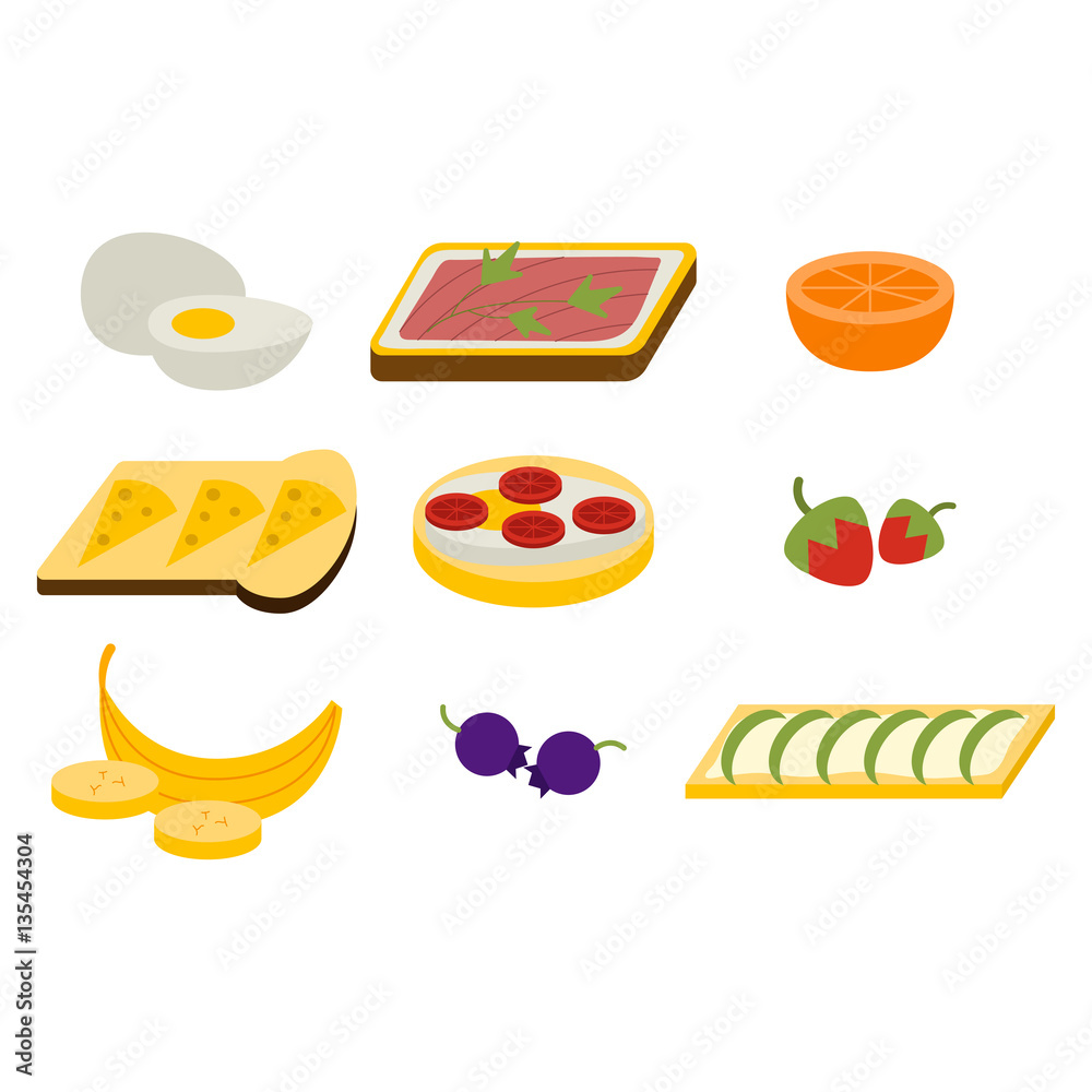 Healthy breakfast vector set. Healthy breakfast vector set.