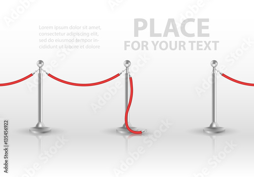 Stand rope barriers open. vector illustration
