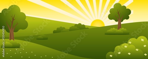 Beautiful Summer Park Landscape Vector Illustration