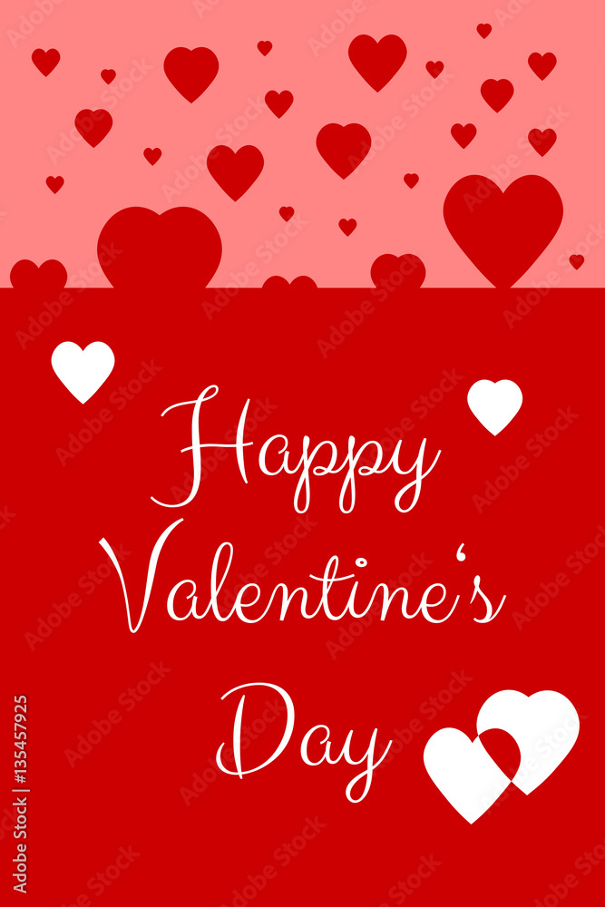 Happy Valentine's Day Card with red and white hearts floating