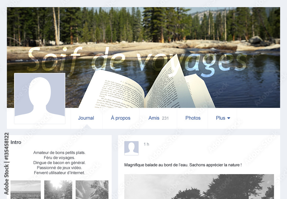 Photo de couverture pour Facebook avec instructions Stock Template Adobe Stock