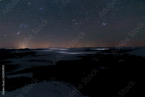 night photo of the mountains,  the starry sky © Roman