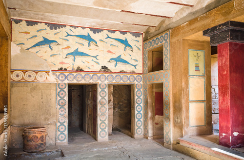 Old walls of Knossos near Heraklion. The ruins of the Minoan palaces is the largest archaeological site of all the paleces in Mediterranean island of Crete, UNESCO tentative list, Greece