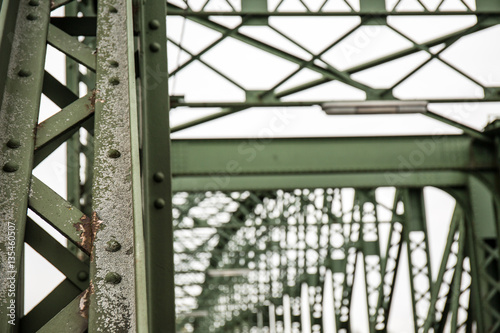 structure of old rusty iron bridge