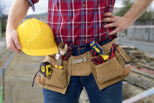 construction helmet and tools professional