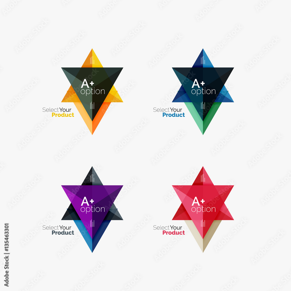 Set of triangle geometric business infographic templates Set of triangle geometric business infographic templates