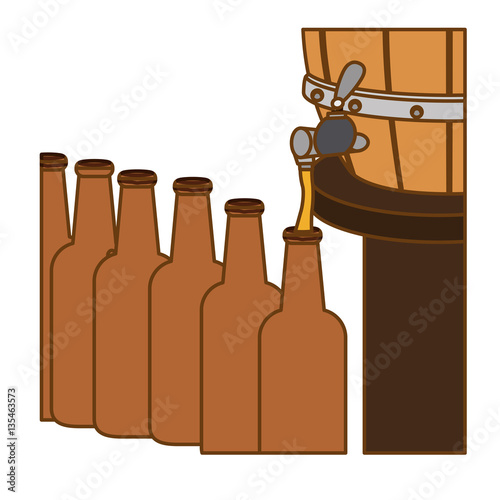 Beer bottles filling up icon, vector illustration