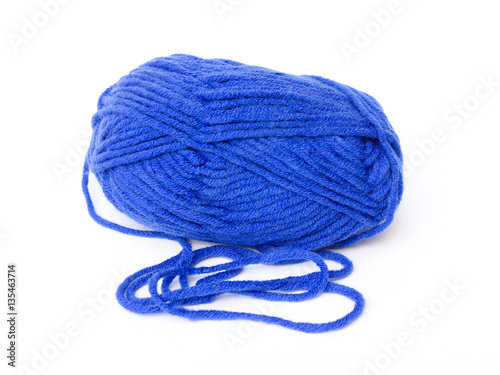 blue yarn for crochet on a white background