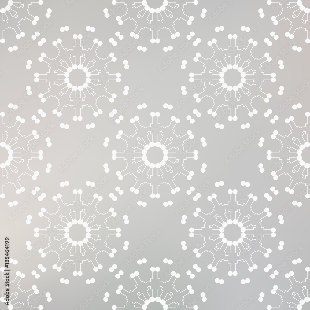 Vector background with seamless pattern decorated with lines and dots in grey color. Modern design template