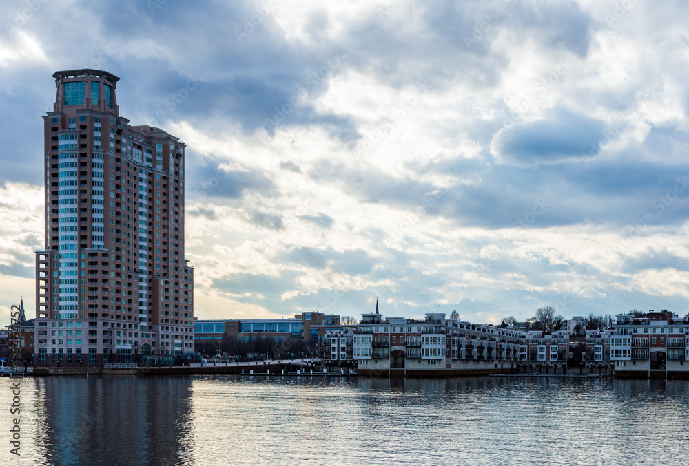 Skyline of Inner Harbor from Fells Point in Baltimore, Maryland