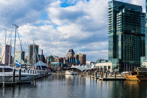 Tablou canvas Skyline of Inner Harbor from Fells Point in Baltimore, Maryland