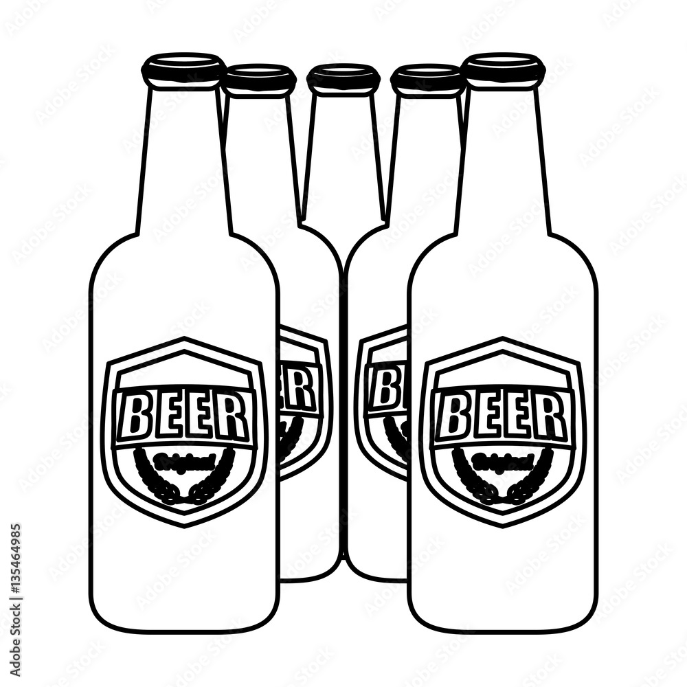 contour brown bottle of beer icon image design, vector illustration contour brown bottle of beer icon image design, vector illustration