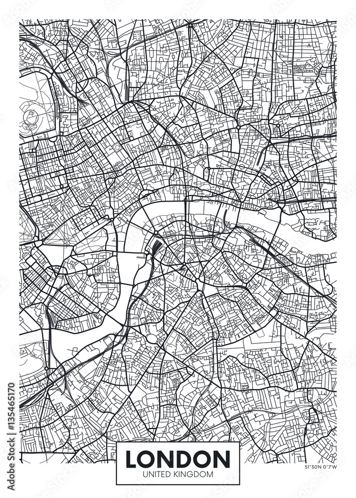 Naklejka premium Miasto plakat mapa miasta Londyn