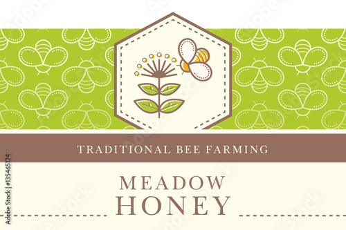 Vector template with seamless pattern - natural honey collection