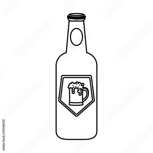 contour bottle of beer icon design, vector illustration