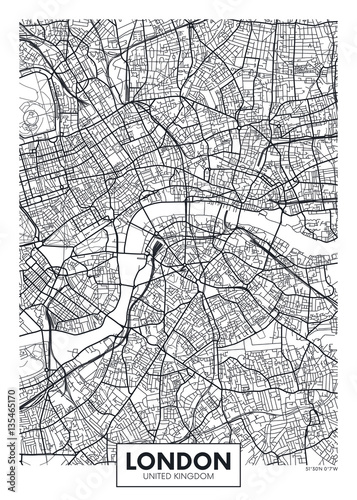 Fotografie, Obraz Vector poster map city London