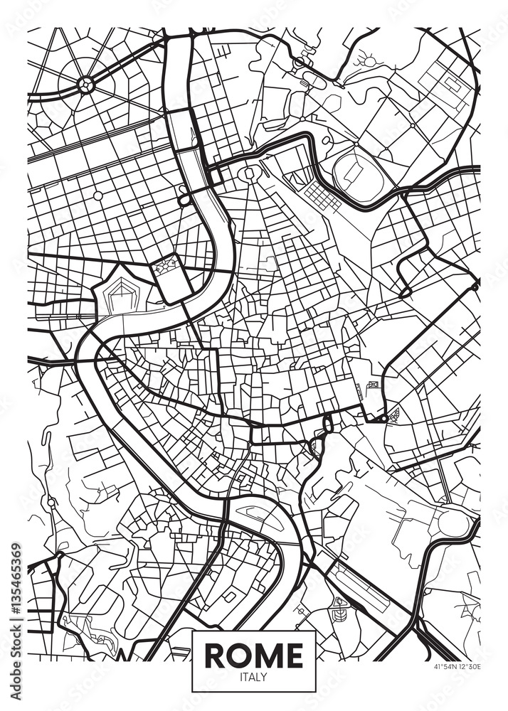 Vector poster map city Rome