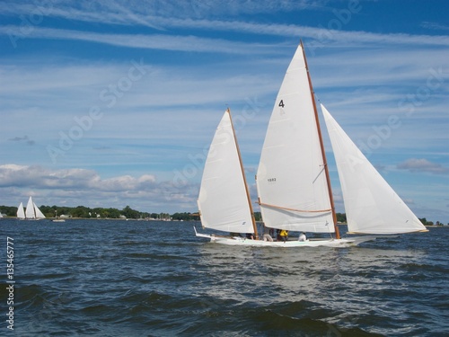 Fotografie Sailboat on Blue Sky