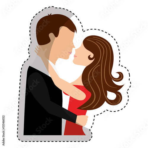 lovers couple characters icon vector illustration design