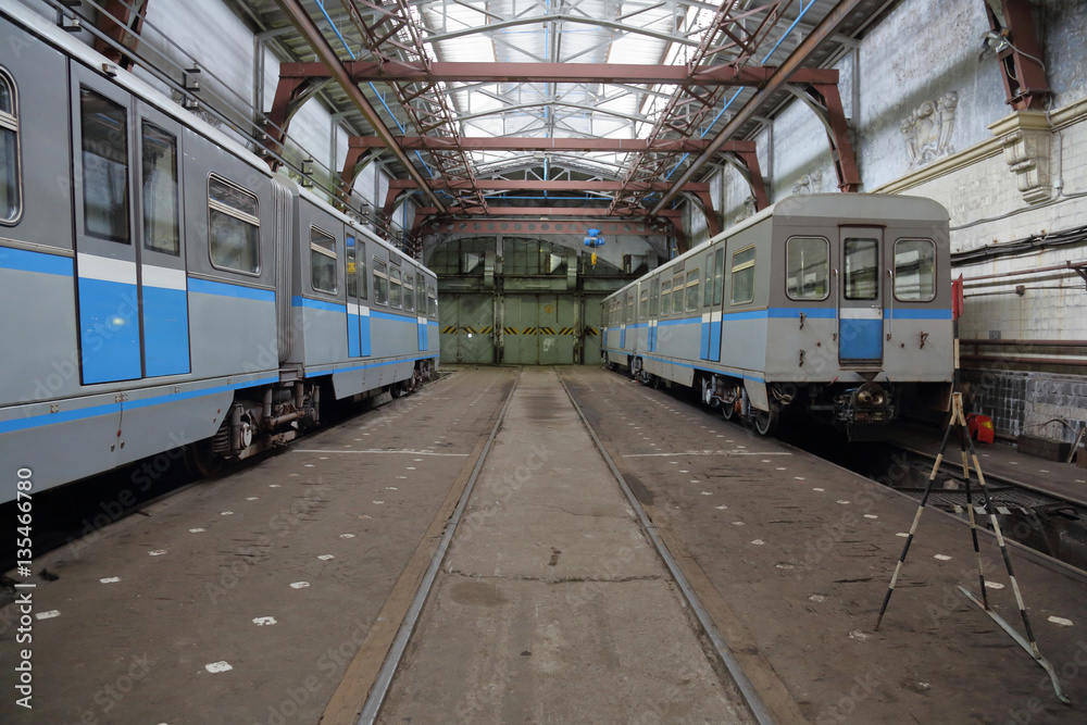 The depot with workshops for the repair of subway's rolling stock and metro wagons The depot with workshops for the repair of subway's rolling stock and metro wagons