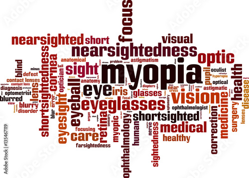 Myopia word cloud concept. Vector illustration